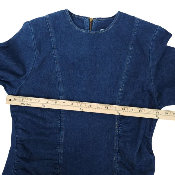 Vintage Denim Dress Modest READ SIZE 13/14 Long Sleeve Y2K 80s 90s Dark Wash - Picture 8 of 16